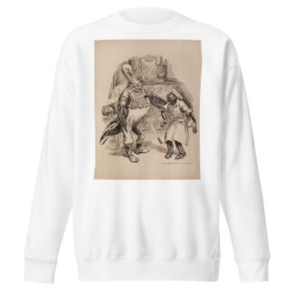 A turkey, dressed like a farmer, grabs a cook by the arm and makes him drop his butcher’s knife. by William Henry Walker Sweatshirt