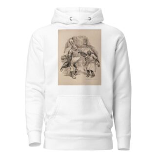 A turkey, dressed like a farmer, grabs a cook by the arm and makes him drop his butcher’s knife. by William Henry Walker Hoodie