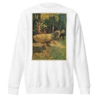 —we cut and hewed the outside into the true shape of a boat by N. C. Wyeth Sweatshirt
