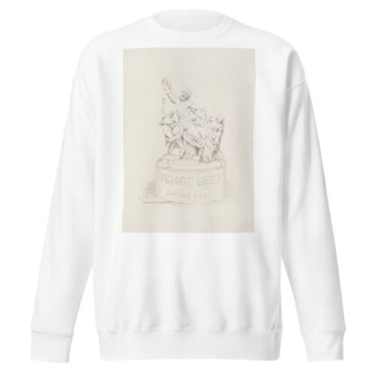 A statue of three men being attacked by snakes. The base of the statue reads ‘Roast Beef Chicago, U.S.A.’ by William Henry Walker Sweatshirt