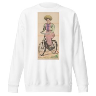 Woman riding bicycle by René Ackermann Sweatshirt