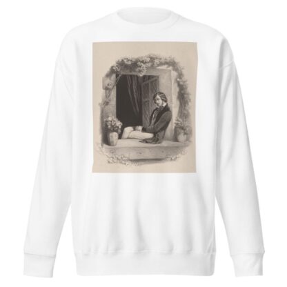Melancholy, young man with folded hands sitting on window sill by Marie-Alexandre Alophe Sweatshirt
