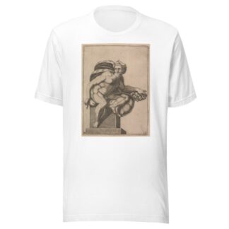 Male Nude Seated from Panel of ‘Creation of Eve’ by Adamo Scultori T-Shirt