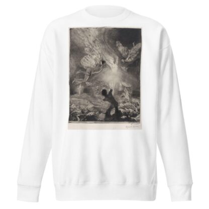 Vlam in de vorm van een vrouw, met daaromheen mannen met vleugels die zich branden en neerstorten by Marcel Roux Sweatshirt