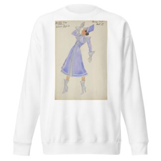 Swing It: Military Clog. Blue coat-dress with silver lining by Maxine Borowsky Sweatshirt