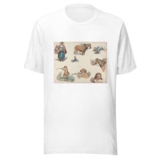 Eight studies; Woman with Basket, Blinkered Cart Horse, etc. by George Morland T-Shirt