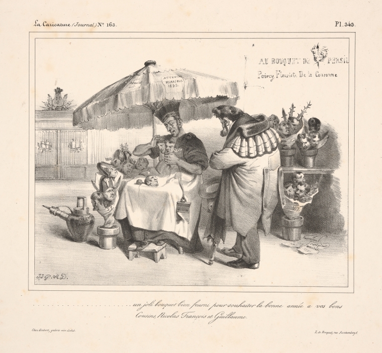 A beautiful bouquet well stocked to wish a happy new year to your good cousins, Nicholas-Francois and Guillaume by J. J. Granville