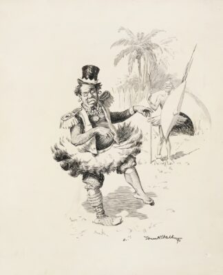 A black man in native dress laughs at another who has mixed native with Western dress. by William Henry Walker