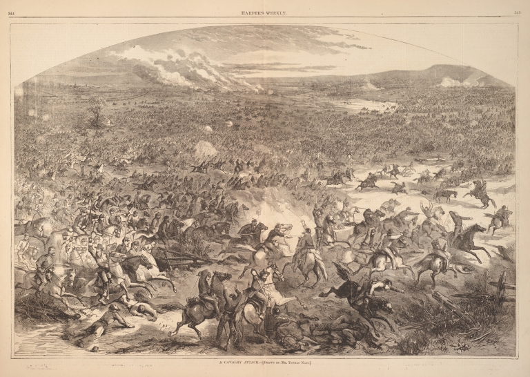 A cavalry attack by Thomas Nast