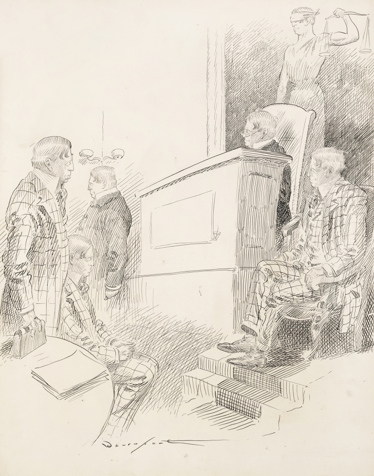 A courtroom scene. by Homer Davenport