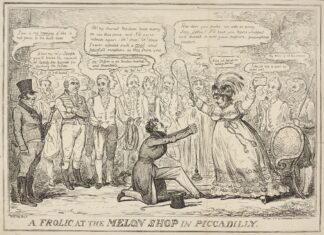 A frolic at the Melon Shop in Piccadilly. by William Heath