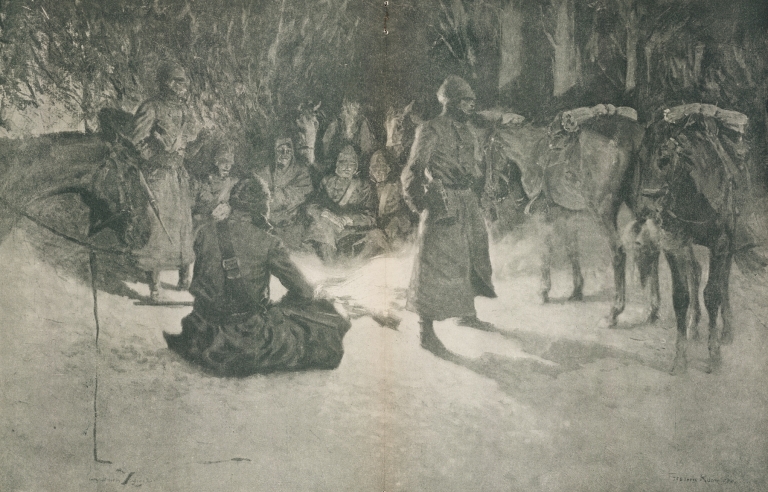 A halt in the wilderness by Frederic Remington
