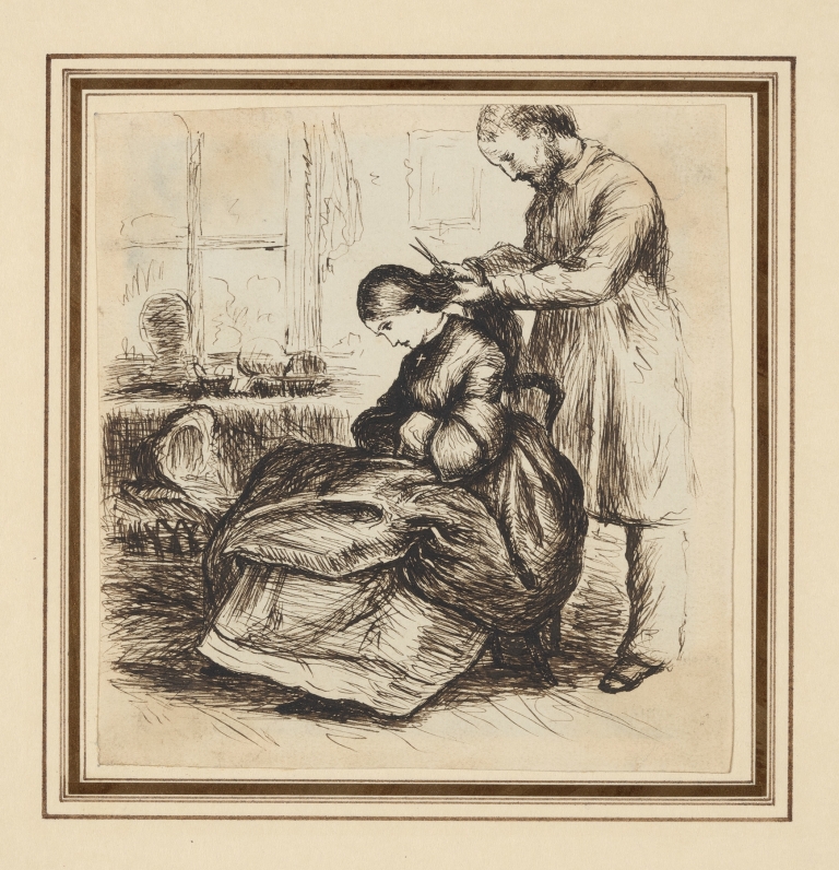 A head of hair for sale by John Everett Millais