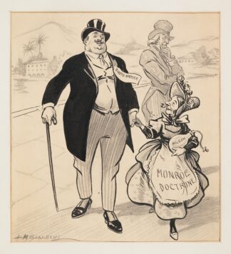 A man representing South America walks with a small woman by Louis Glackens