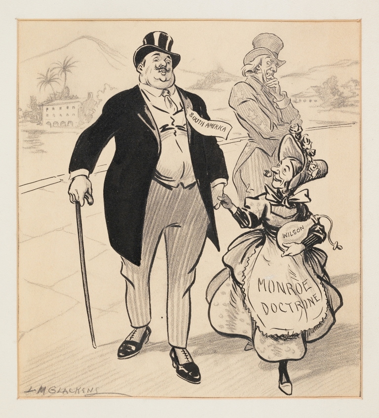 A man representing South America walks with a small woman by Louis Glackens