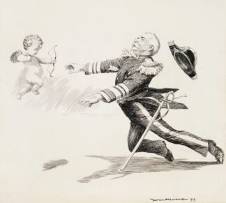 A military leader is shot by the bow of a small cherub. by William Henry Walker