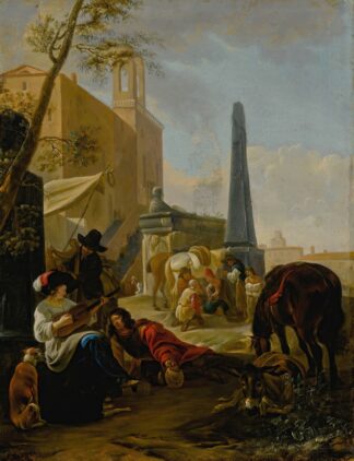 A musical party at the Church of S. Trinità dei Monti, Rome by Hendrik Verschuring