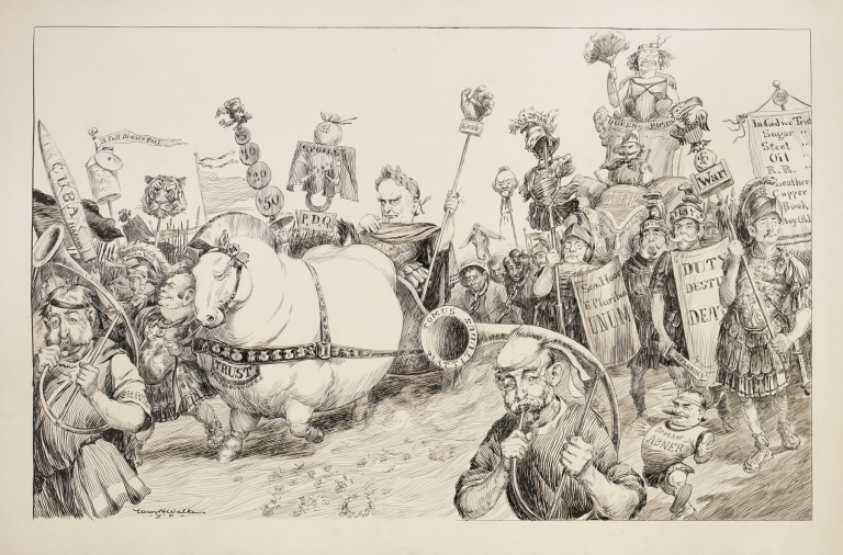 A Roman victory parade, with the Trusts in the front and ‘Queen Rose’ by William Henry Walker