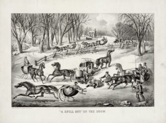 A ‘spill out’ on the snow by Currier & Ives.