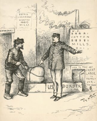 A tariff to protect those mills operations would put the duty upon the Canadians not on the cotton cloth by Thomas Nast