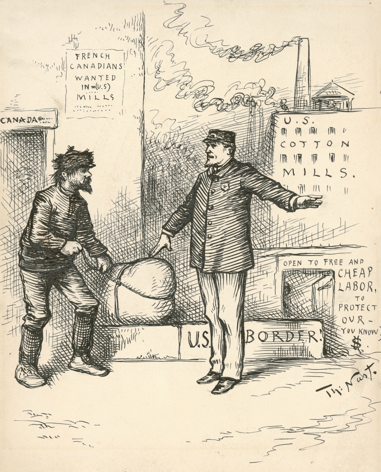 A tariff to protect those mills operations would put the duty upon the Canadians not on the cotton cloth by Thomas Nast