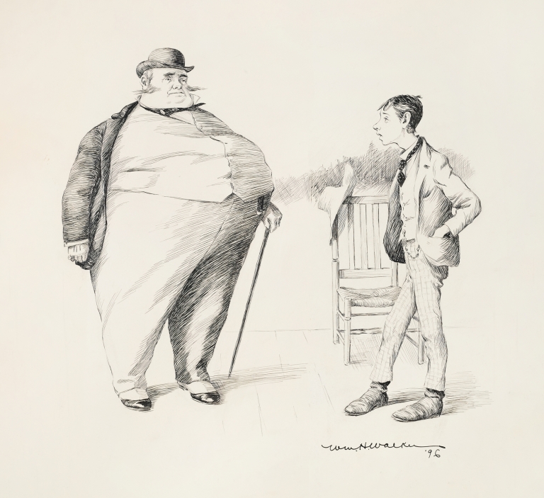 A thin young man talks to a large fat man. by William Henry Walker