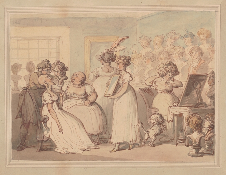 A wig shop by Thomas Rowlandson