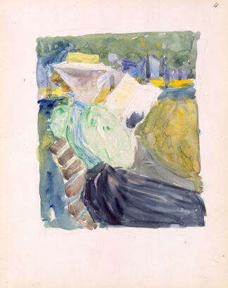 A woman reading in the park by Maurice Prendergast