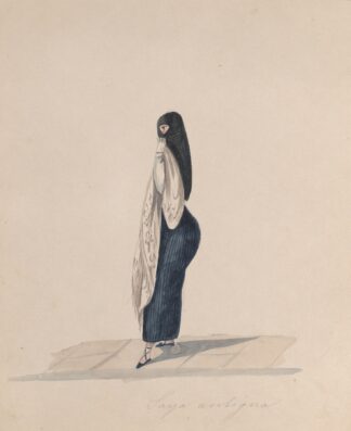A woman wearing the saya standing in profile by Francisco Fierro