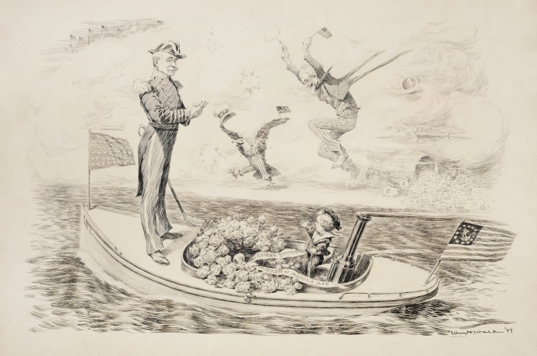 Admiral Dewey rides in a boat by William Henry Walker