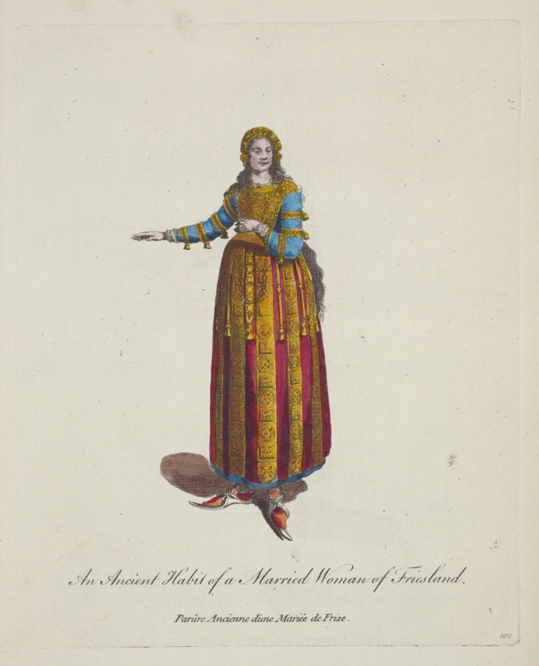 An ancient habit of a married woman of Friesland. Parûre ancienne d’une mariée de Frise. by Charles Grignion