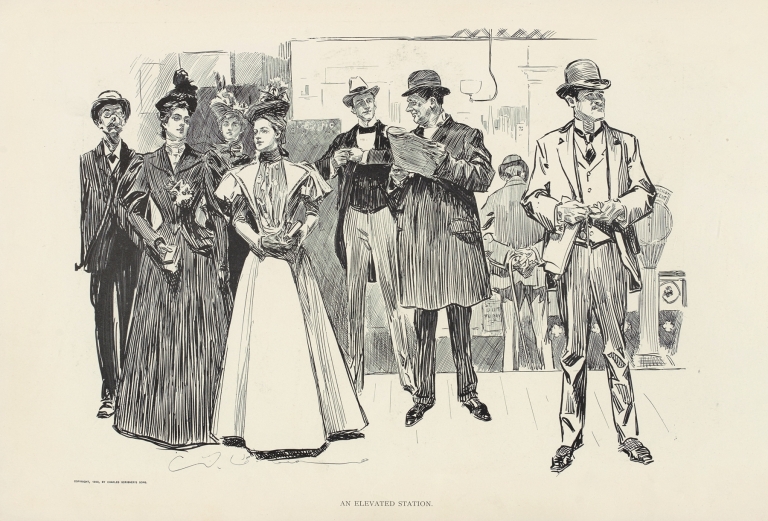An elevated station by Charles Dana Gibson
