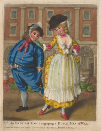 An English sloop engaging a Dutch Man of War. by Anonymous