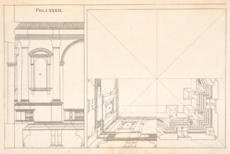 An horizontal projection of architecture in a square ceiling by Andrea Pozzo