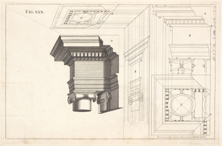 An Ionick work in perspective; with the manner of reconciling the fictitious to the solid architecture. by Andrea Pozzo