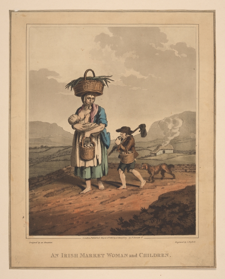 An Irish market woman and children by John Hassell