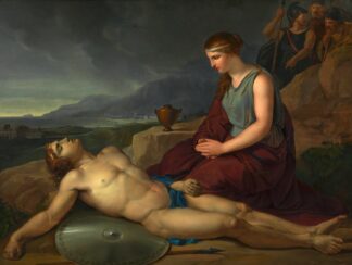 Antigone neben dem Leichnam ihres Bruders Polyneikes kniend by Josef Abel