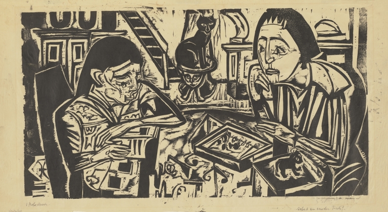 Arbeit am runden Tisch by Ernst Ludwig Kirchner