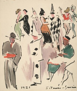 Artists’ Ball; Pierrot, Harlequin, and Dancers by Joaquín Torres-García