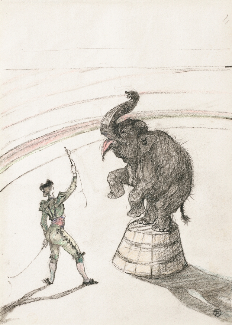 Au cirque; Éléphant en liberté by Henri de Toulouse-Lautrec