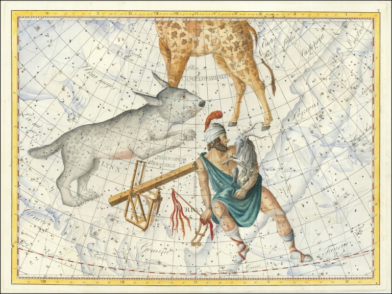 Auriga, Lynx, Telescopium Herschelii, Perseus, Camelopardalus by Johann Elert Bode