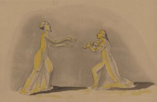 Aux petites Carmélites ; deux personnages avec un enfant by Anonymous