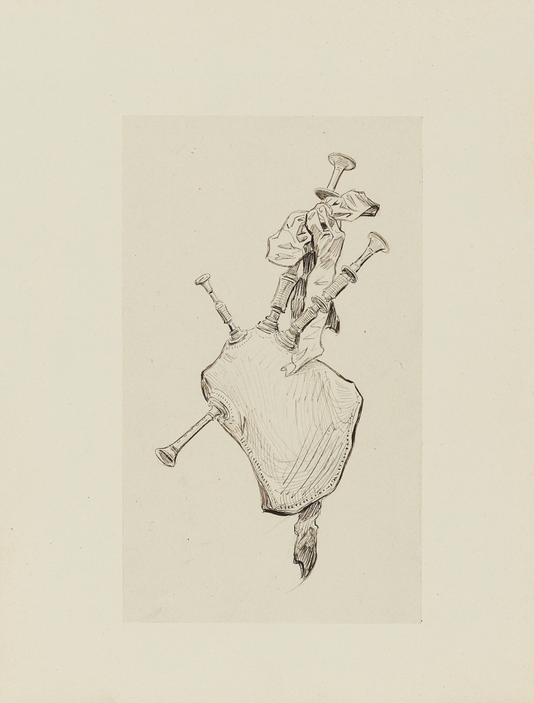 Bag-pipe – dessin pour le cul-de-lampe du chapitre 5 L’air de Bonny Dundee by Achille Granchi-Taylor