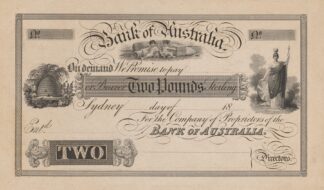 Bank of Australia two pound note by Perkins & Heath