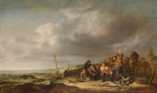 Beach with Fishermen by Simon de Vlieger