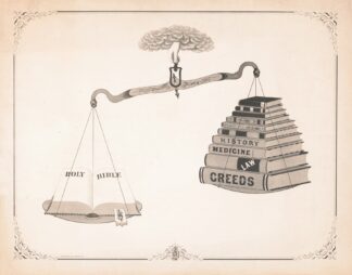 Bible and books on a scale by J.F. Davis