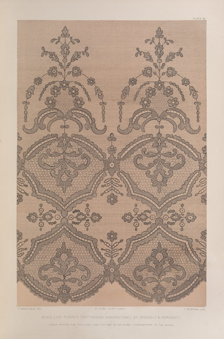 Black lace flounce, by Matthew Digby Wyatt
