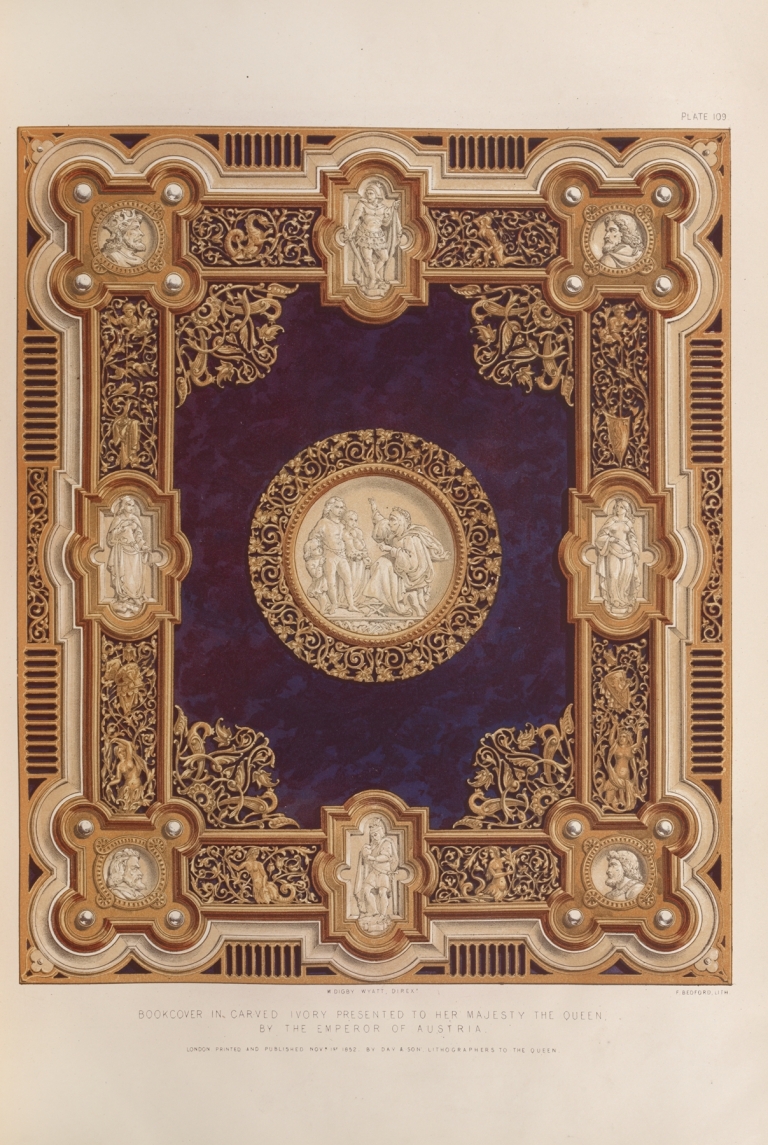 Bookcover in carved ivory presented to her majesty the queen, by the emperor of Austria by Matthew Digby Wyatt