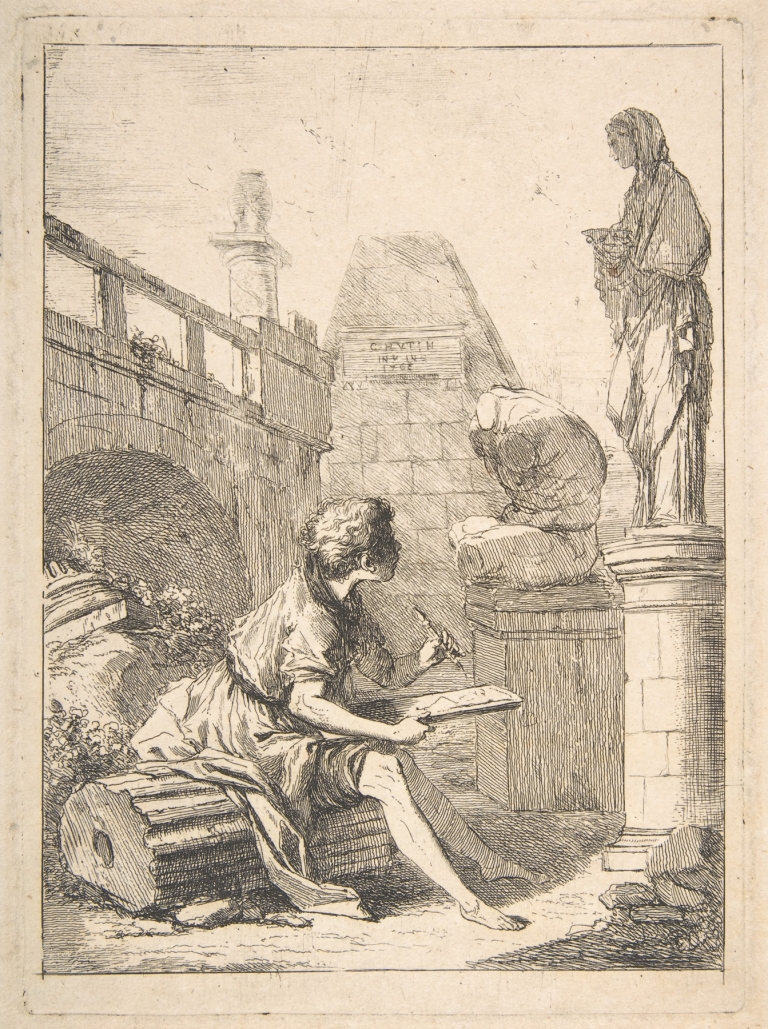 Boy Sketching Ruins by Charles Hutin