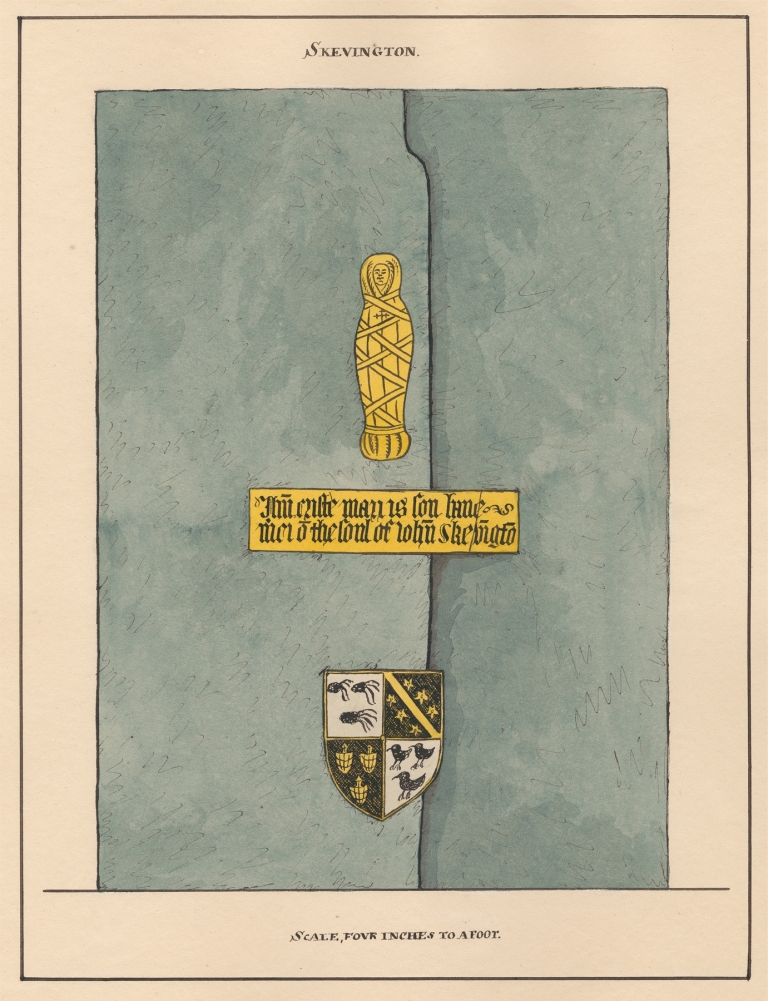 Brass Plate for John Skevington from Hornsey Church by Daniel Lysons